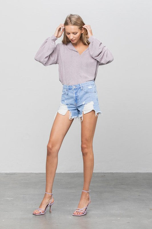 Beach Bum Ripped Frayed Denim Shorts